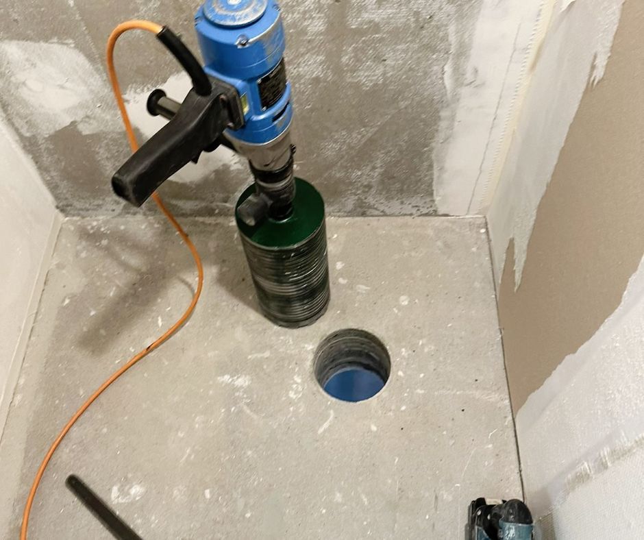 Droog boren in beton zonder water